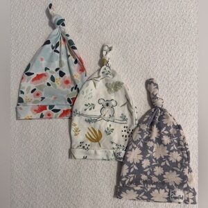 Copper Pearl Knotted Hat/Beanie Trio - Floral, Animal, and Gray